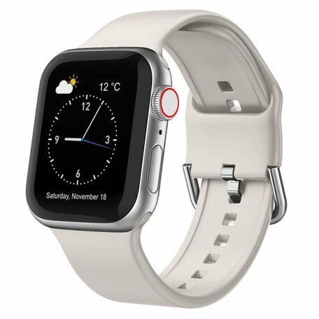 Soft siliconen bandje met gespsluiting - Sterrenlicht / starlight - Geschikt voor Apple Watch 42mm / 44mm / 45mm / 46mm / 49mm