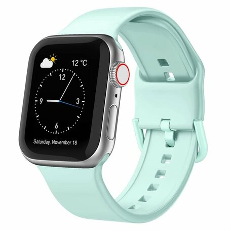 Soft siliconen bandje met gespsluiting - Mint groen - Geschikt voor Apple Watch 42mm / 44mm / 45mm / 46mm / 49mm