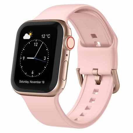 Soft siliconen bandje met gespsluiting - Roze - Geschikt voor Apple Watch 42mm / 44mm / 45mm / 46mm / 49mm