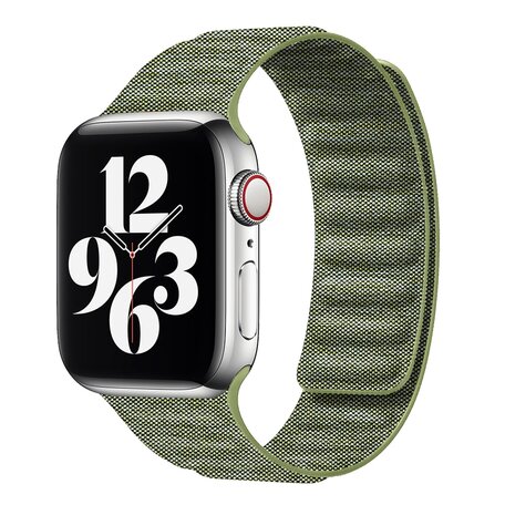 Denim nylon bandje - Groen - Geschikt voor Apple Watch 38mm / 40mm / 41mm / 42mm