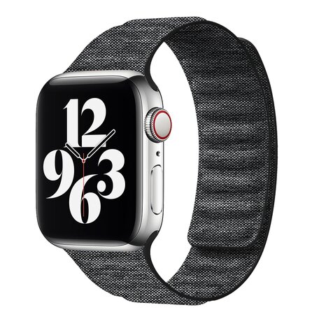 Denim nylon bandje - Zwart - Geschikt voor Apple Watch 38mm / 40mm / 41mm / 42mm