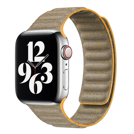 Denim nylon bandje - Oker - Geschikt voor Apple Watch 44mm / 45mm / 46mm / 49mm