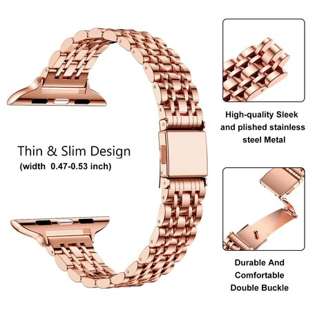 Stalen slim fit band - Rosé goud - Geschikt voor Apple watch 38mm / 40mm / 41mm / 42mm