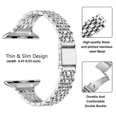 Stalen slim fit band - Zilver - Geschikt voor Apple watch 38mm / 40mm / 41mm / 42mm