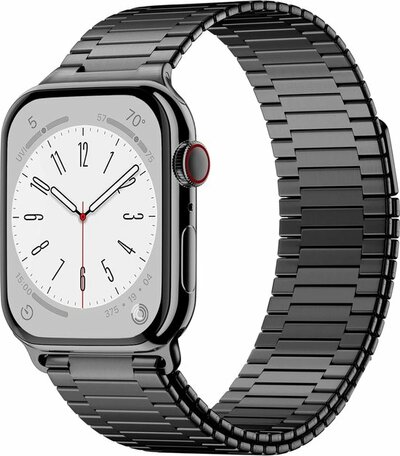 Magnetische stalen band - Zeer sterke magneet - Zwart - Geschikt voor Apple Watch 44mm / 45mm / 46mm / 49mm