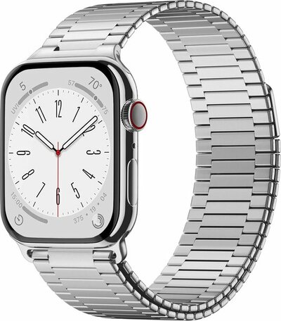 Magnetische stalen band - Zeer sterke magneet - Zilver - Geschikt voor Apple Watch 44mm / 45mm / 46mm / 49mm