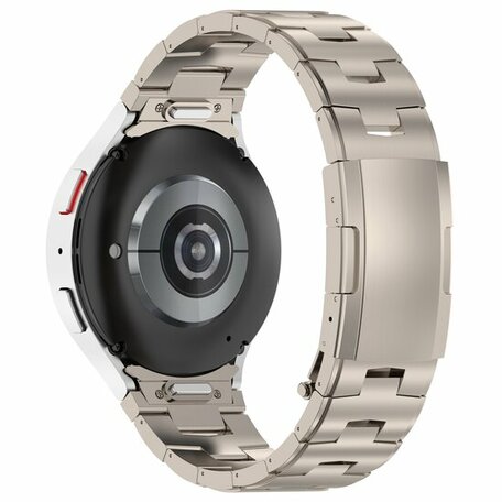 Titanium band met aansluitknop - Titanium kleur - Samsung Galaxy Watch 6 Classic - 47mm & 43mm