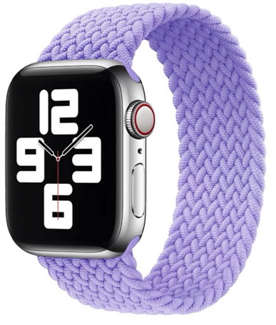 Braided Solo Loop nylon bandje - Maat: L - Lila - Geschikt voor Apple Watch 44mm / 45mm / 46mm / 49mm