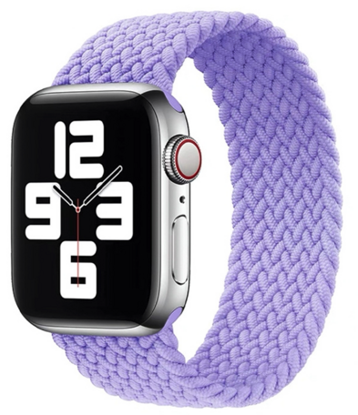 Braided Solo Loop nylon bandje - Maat: M - Lila - Geschikt voor Apple Watch 44mm / 45mm / 46mm / 49mm