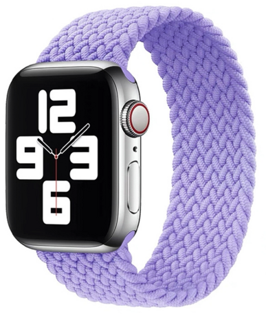 Braided Solo Loop nylon bandje - Maat: S - Lila - Geschikt voor Apple Watch 44mm / 45mm / 46mm / 49mm