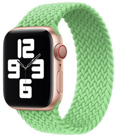 Braided Solo Loop nylon bandje - Maat: L - Lichtgroen - Geschikt voor Apple Watch 44mm / 45mm / 46mm / 49mm