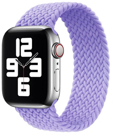 Braided Solo Loop nylon bandje - Maat: M - Lila - Geschikt voor Apple Watch 38mm / 40mm / 41mm / 42mm