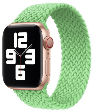 Braided Solo Loop nylon bandje - Maat: S - Lichtgroen - Geschikt voor Apple Watch 38mm / 40mm / 41mm / 42mm