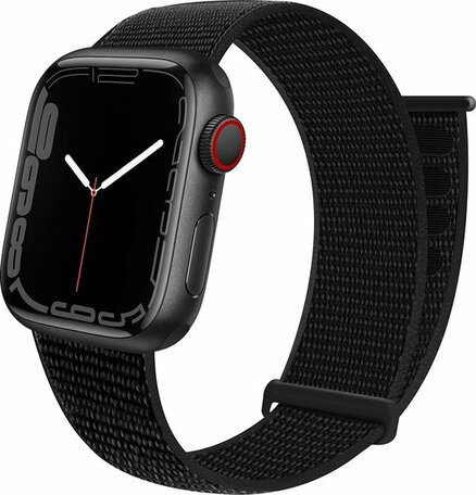 Nylon sport loop band - Zwart - Extra sterke klittenbandsluiting - Geschikt voor Apple Watch 38mm / 40mm / 41mm / 42mm