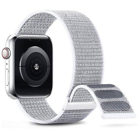 Nylon sport loop band - Wit - Extra sterke klittenbandsluiting - Geschikt voor Apple Watch 38mm / 40mm / 41mm / 42mm