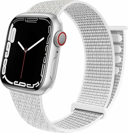 Nylon sport loop band - Wit - Extra sterke klittenbandsluiting - Geschikt voor Apple Watch 38mm / 40mm / 41mm / 42mm