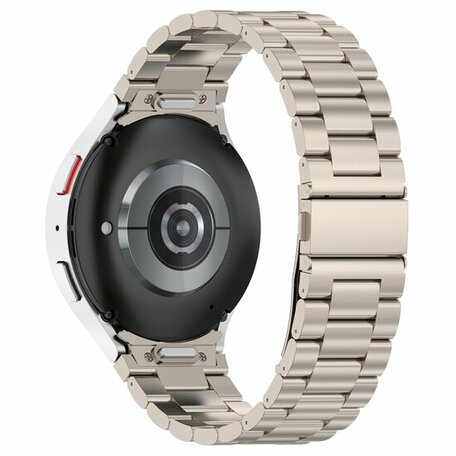 Stalen band met aansluitknop  - Titanium kleur - Samsung Galaxy Watch 6 Classic - 47mm & 43mm