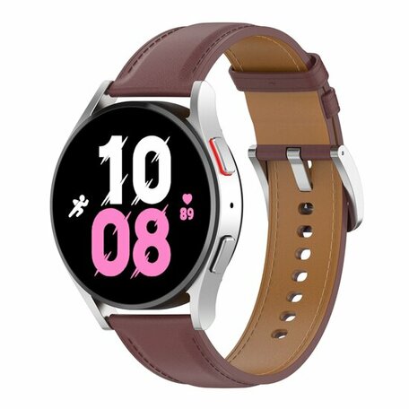 Luxe leren bandje - Donkerbruin - Samsung Galaxy watch 7 - 40mm / 44mm