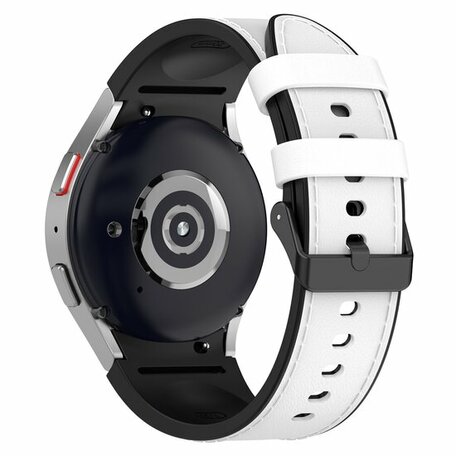 leer + siliconen bandje - Maat: small - Wit - Samsung Galaxy watch 7 - 40mm / 44mm