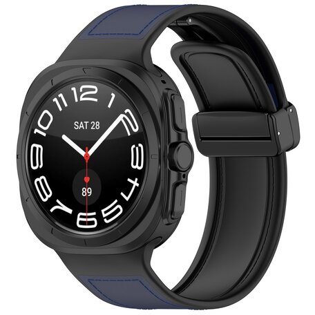 Hybrid leer + siliconen band - Donkerblauw - Samsung Galaxy Watch Ultra 47mm