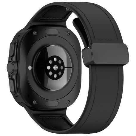 Hybrid leer + siliconen band - Zwart - Samsung Galaxy Watch Ultra 47mm