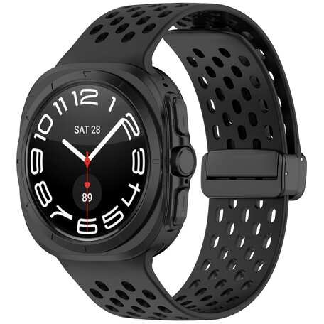 D-buckle siliconen sportband - Zwart - Samsung Galaxy Watch Ultra 47mm