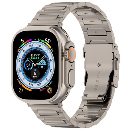 Titanium H-type schakelband  - Titanium kleur - Geschikt voor Apple Watch 44mm / 45mm / 46mm / 49mm