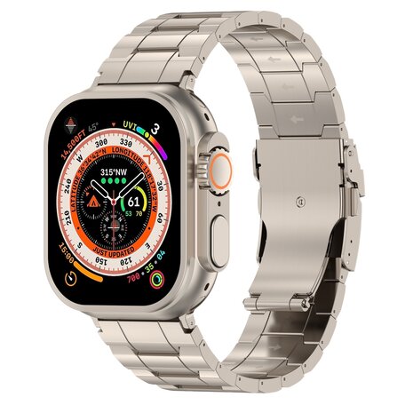 Titanium Premium Link bandje  - Titanium kleur - Geschikt voor Apple Watch 44mm / 45mm / 46mm / 49mm