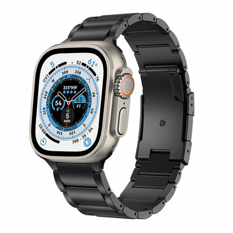 Titanium schakelband - Zwart - Geschikt voor Apple watch 44mm / 45mm / 46mm / 49mm