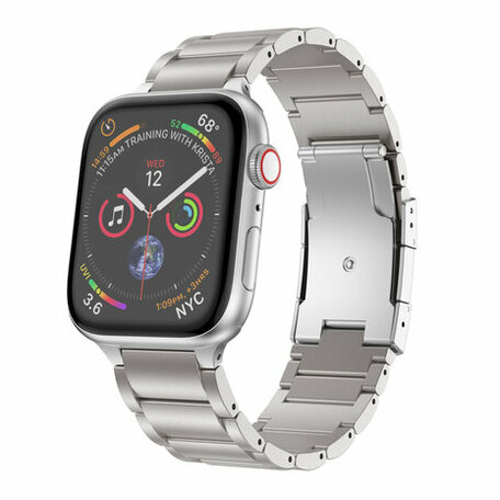 Titanium schakelband - Zilver - Geschikt voor Apple watch 44mm / 45mm / 46mm / 49mm