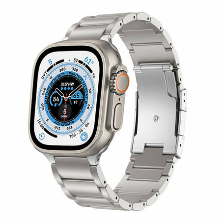 Titanium schakelband - Zilver - Geschikt voor Apple watch 44mm / 45mm / 46mm / 49mm