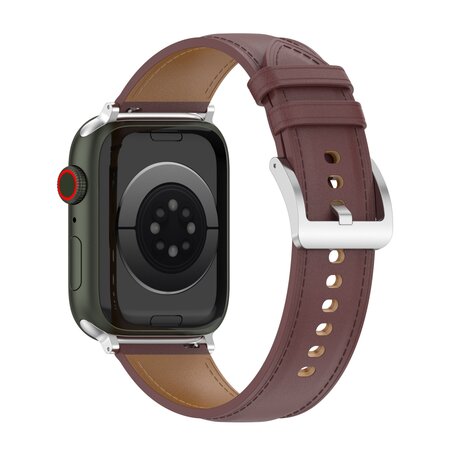 Luxe leren bandje - Donkerbruin - Geschikt voor Apple Watch 38mm / 40mm / 41mm / 42mm