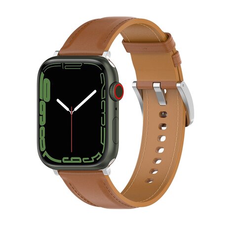 Luxe leren bandje - Lichtbruin - Geschikt voor Apple Watch 38mm / 40mm / 41mm / 42mm