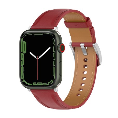 Luxe leren bandje - Bordeaux - Geschikt voor Apple Watch 38mm / 40mm / 41mm / 42mm