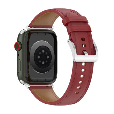 Luxe leren bandje - Bordeaux - Geschikt voor Apple Watch 38mm / 40mm / 41mm / 42mm