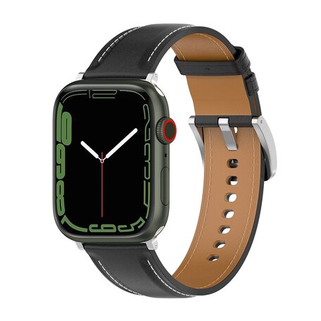 Luxe leren bandje - Zwart - Geschikt voor Apple Watch 38mm / 40mm / 41mm / 42mm