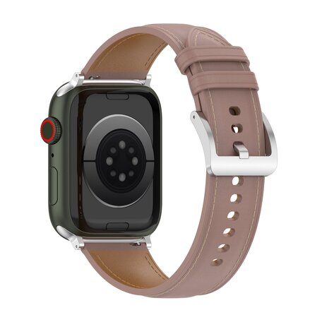 Luxe leren bandje - Oudroze - Geschikt voor Apple Watch 38mm / 40mm / 41mm / 42mm