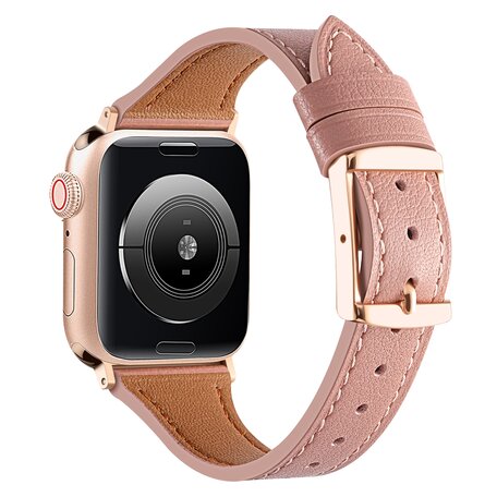 Leren bandje - Oudroze - Geschikt voor Apple Watch 44mm / 45mm / 46mm / 49mm