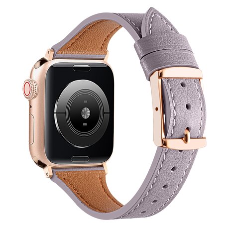 Leren bandje - Paars - Geschikt voor Apple Watch 44mm / 45mm / 46mm / 49mm