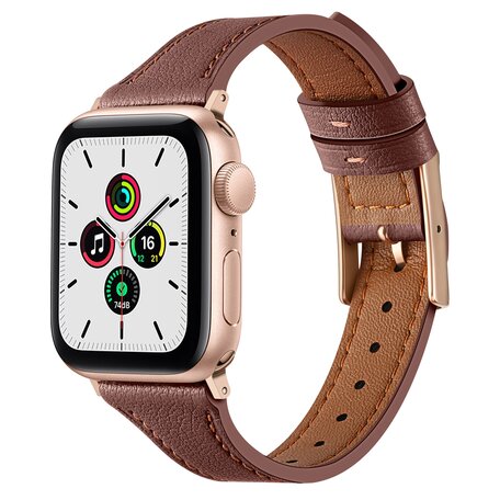 Leren bandje - Bruin - Geschikt voor Apple Watch 44mm / 45mm / 46mm / 49mm