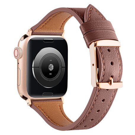 Leren bandje - Bruin - Geschikt voor Apple Watch 44mm / 45mm / 46mm / 49mm