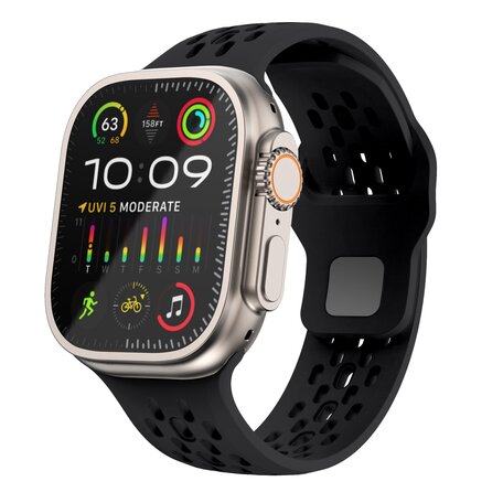 Ultimate Sport Edition bandje - Zwart - Geschikt voor Apple Watch 44mm / 45mm / 46mm / 49mm