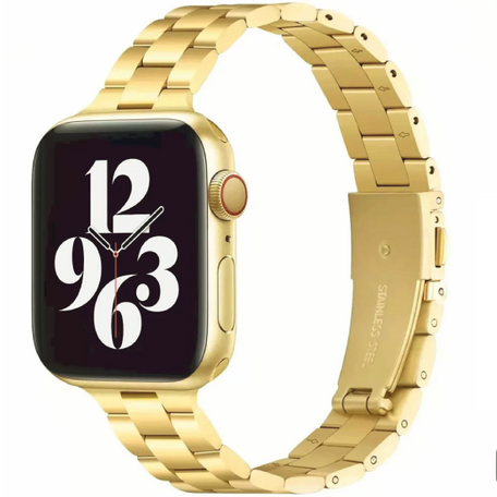 Stalen slim fit schakelband - Goud - Geschikt voor Apple watch 38mm / 40mm / 41mm / 42mm