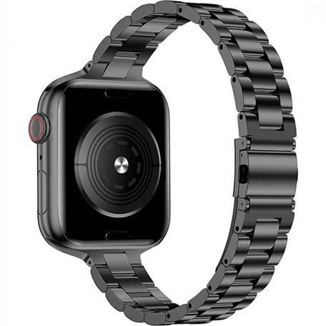 Stalen slim fit schakelband - Zwart - Geschikt voor Apple watch 44mm / 45mm / 46mm / 49mm