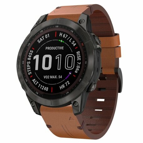 Leren bandje - Bruin - Garmin Fenix 8 - 47mm