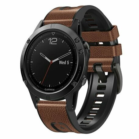 leer + siliconen bandje - Bruin - Garmin Fenix 8 - 47mm