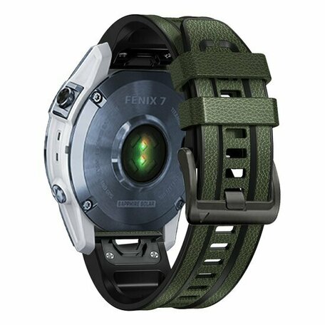 leer + siliconen bandje - Groen - Garmin Fenix 8 - 47mm