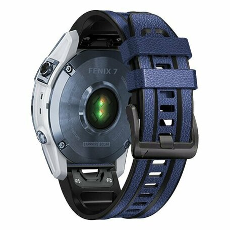 leer + siliconen bandje - Blauw - Garmin Fenix 8 - 47mm