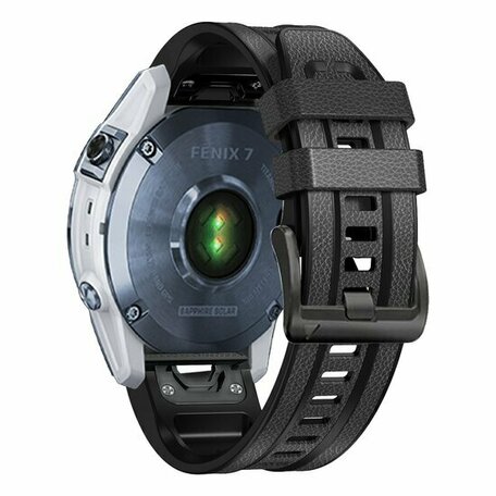 leer + siliconen bandje - Donkergrijs - Garmin Fenix 8 - 47mm