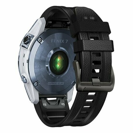 leer + siliconen bandje - Zwart - Garmin Fenix 8 - 47mm